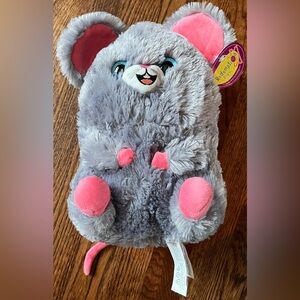 Gray and Pink Plush Rat Toy